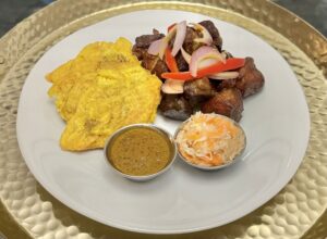 Fried Pork, Fritay Served with Plantains and Pikliz